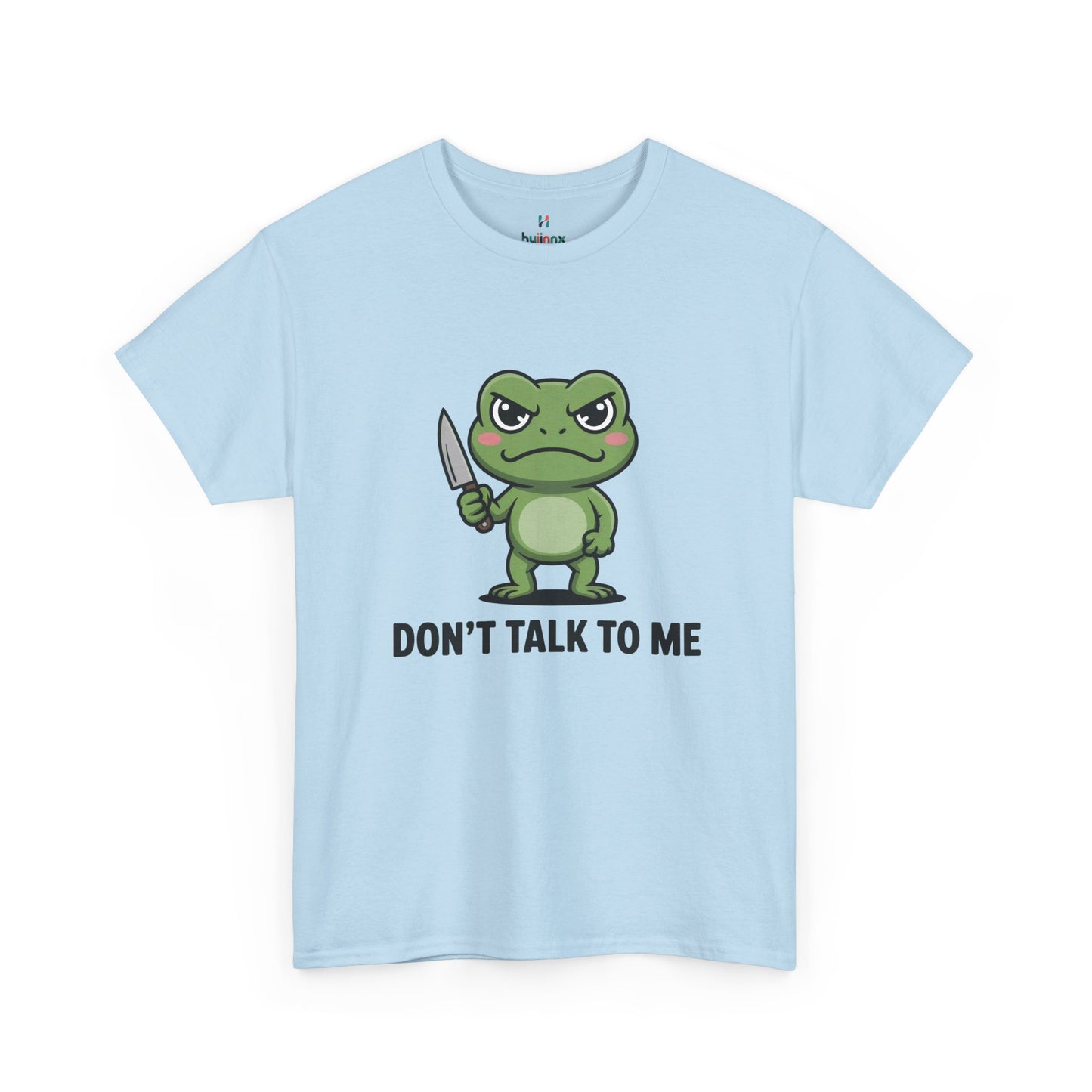 Light blue Don’t Talk to Me frog meme shirt – novelty funny graphic tee.