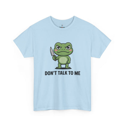 Light blue Don’t Talk to Me frog meme shirt – novelty funny graphic tee.