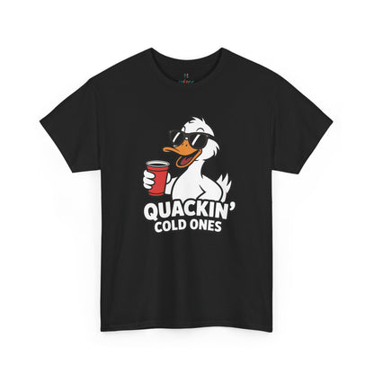 Black Quackin’ Cold Ones duck meme t-shirt – novelty funny graphic tee.