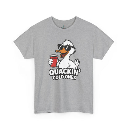Grey Quackin’ Cold Ones duck meme shirt – gag gift funny graphic tee.