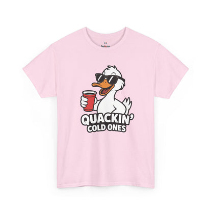 Pink Quackin’ Cold Ones duck meme shirt – novelty funny gag gift tee.
