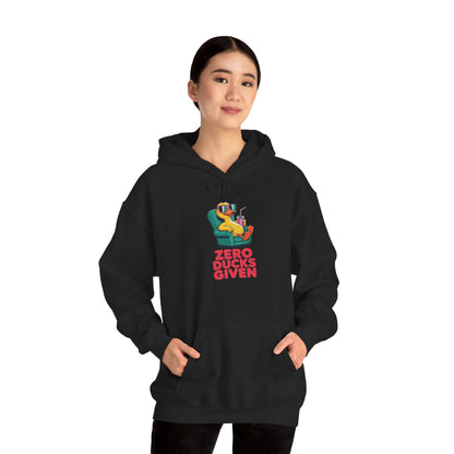 Model wearing black Zero Ducks Given hoodie – funny duck meme sweatshirt